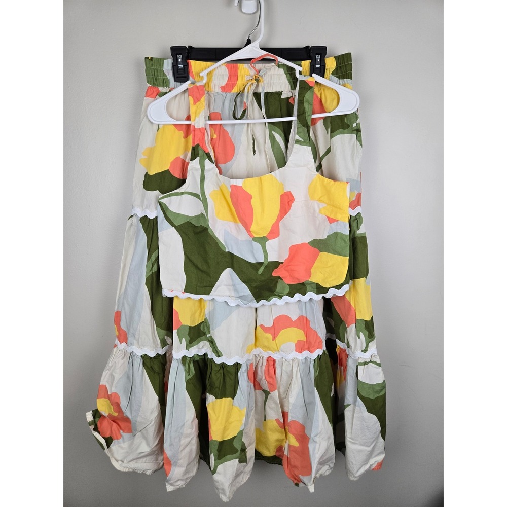 CeCe Womens Floral 2 Piece Set Crop Top Tiered Maxi Skirt Multicolor Size M - Picture 10 of 16